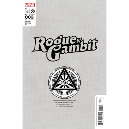 Variant comic book cover for Rogue and Gambit Issue 3 with floating cards art