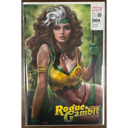 Rogue and Gambit in yellow green X-Men uniforms by Nathan Szerdy bikini collectible