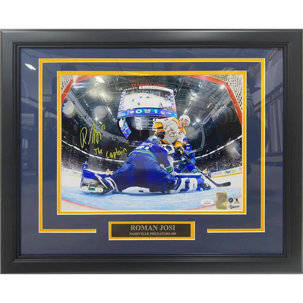 Roman Josi signed deluxe framed 11x14 photo in black and gold frame