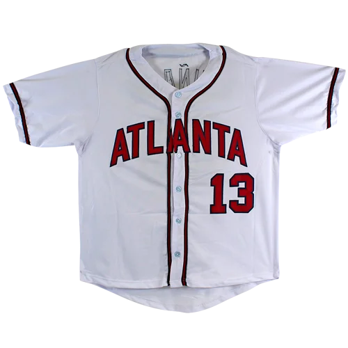 Ronald Acuna autographed Atlanta custom baseball jersey white with red 13
