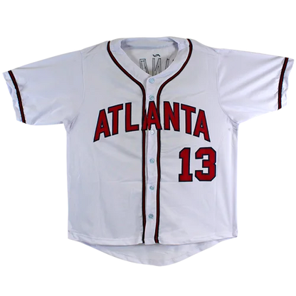 Ronald Acuna autographed Atlanta custom baseball jersey white with red 13