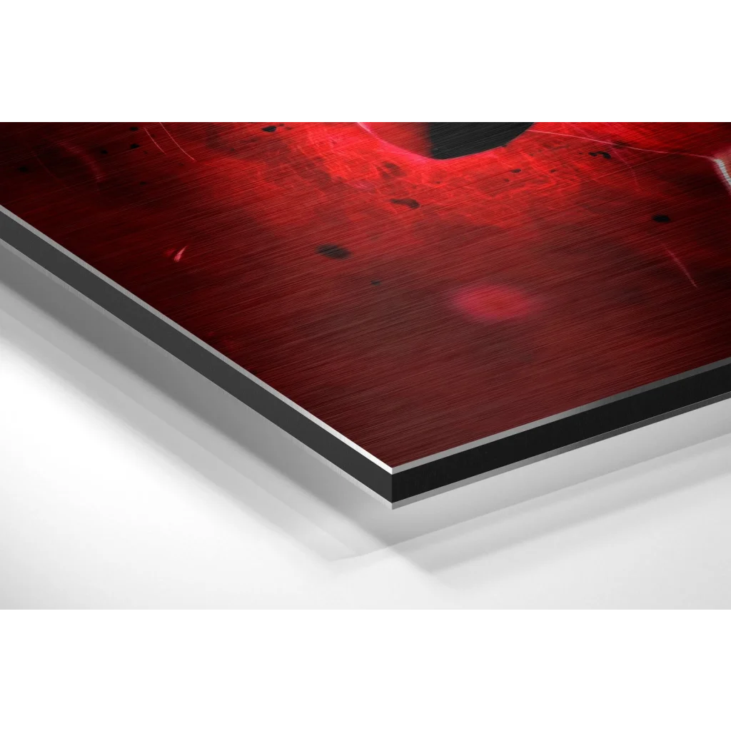 Glass Wall Art Cristiano Ronaldo Portugal brushed aluminium dibond wall art with red abstract design