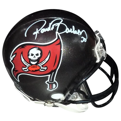 Ronde Barber autographed Tampa Bay Buccaneers mini helmet with red flag logo