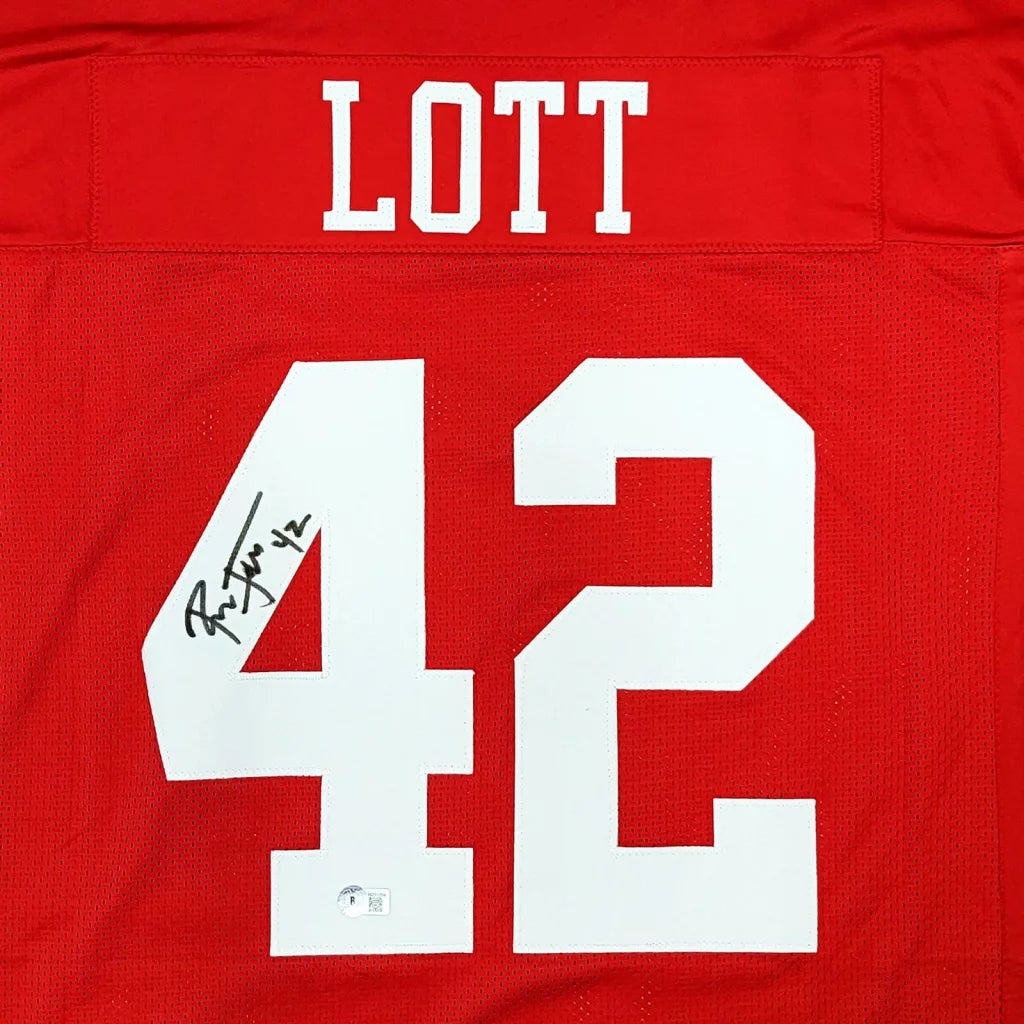 Ronnie Lott signed San Francisco custom jersey number 42