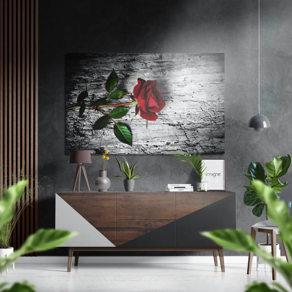 Stunning Rose Leaf Art on Brushed Aluminium Dibond Print | Insigneart USA | vintageantiquesgifts.com