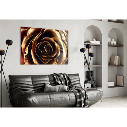 Stunning Golden Rose Canvas Wall Art with Metallic Shine | Contemporary Home Wall Art | vintageantiquesgifts.com