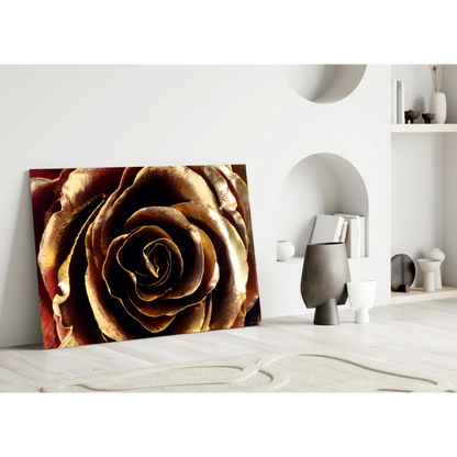 Stunning Golden Rose Canvas Wall Art with Metallic Shine | Modern Wall Art Decor | vintageantiquesgifts.com