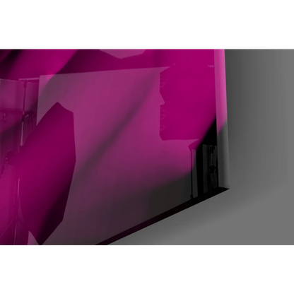 Vibrant magenta glass wall art with abstract geometric shapes