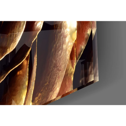 Stunning golden rose wall art with metallic shine and flowing forms