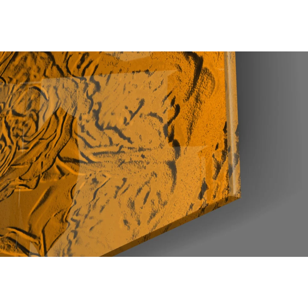 Stunning golden glass wall art with embossed swirling patterns