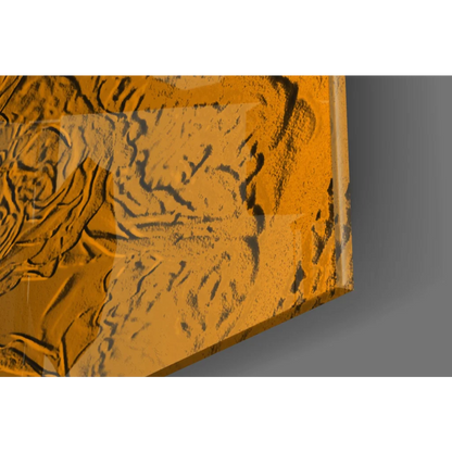 Stunning golden glass wall art with embossed swirling patterns