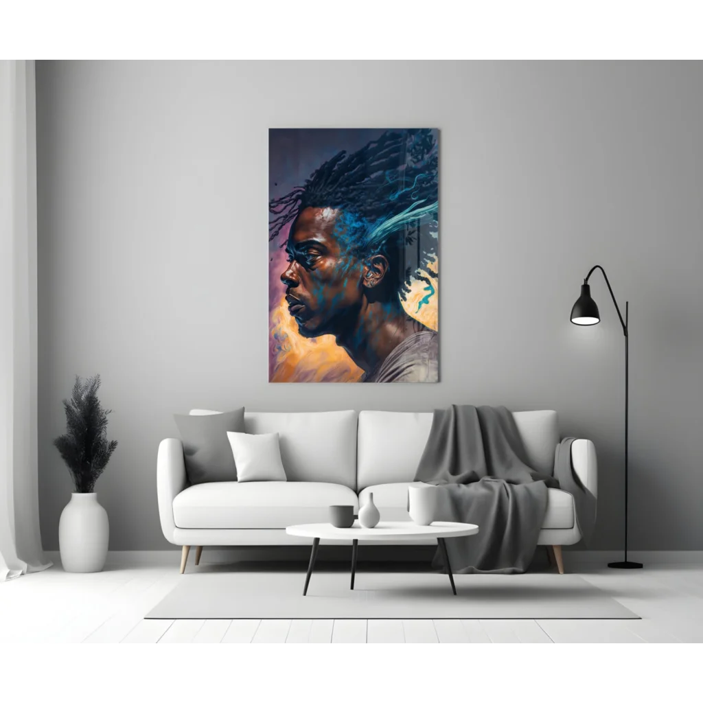Electric Blue Dreadlocks Portrait Wall Art Canvas | Modern Wall Art Decor | vintageantiquesgifts.com