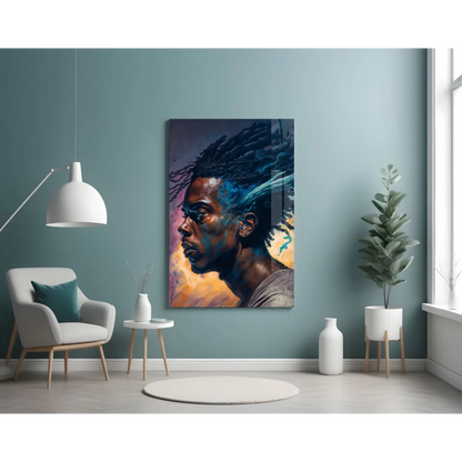 Electric Blue Dreadlocks Portrait Wall Art Canvas | Contemporary Home Wall Art | vintageantiquesgifts.com