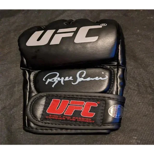 Black Royce Gracie Signed UFC Glove with Autograph and Authentication Card