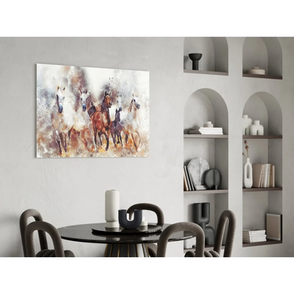 Dynamic horses in motion on glass wall art canvas print