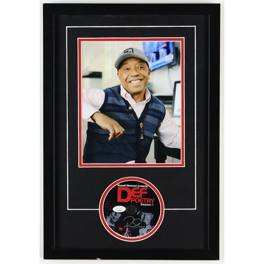 Framed photo of Russell Simmons with Def Poetry Jam Season 1 CD collectible