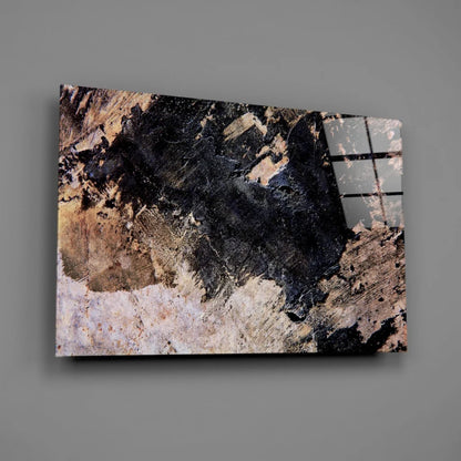 Bold Abstract Textured Canvas Wall Art with Earthy Black Tones | Glass Wall Art Print | vintageantiquesgifts.com