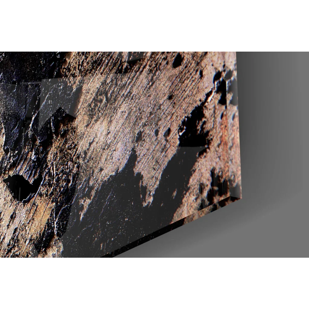 Rustic textured wood wall art in bold earthy black tones
