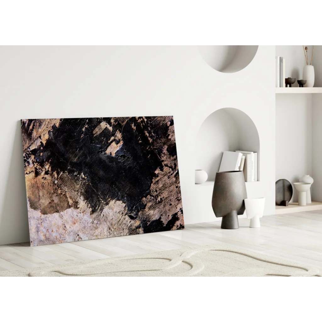 Bold Abstract Textured Canvas Wall Art with Earthy Black Tones | Modern Wall Art Decor | vintageantiquesgifts.com