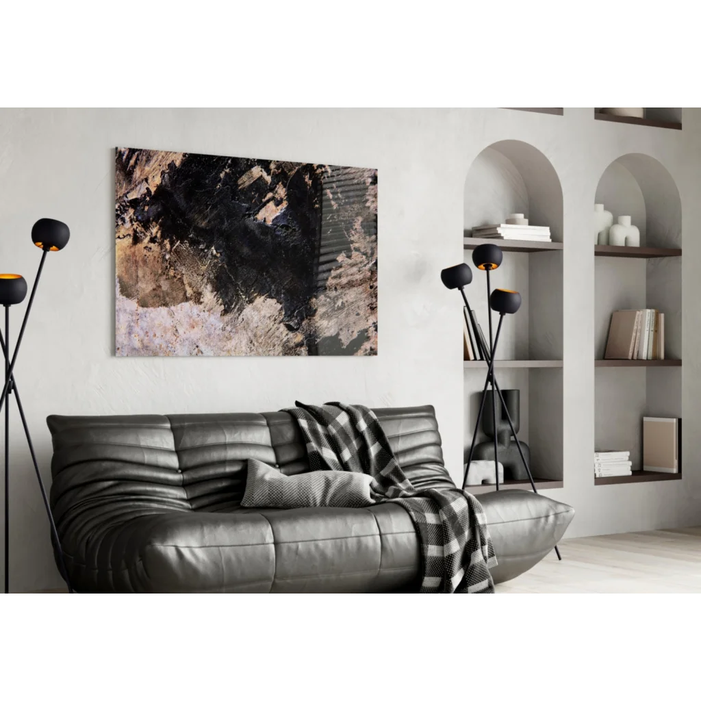 Bold Abstract Textured Canvas Wall Art with Earthy Black Tones | Contemporary Home Wall Art | vintageantiquesgifts.com