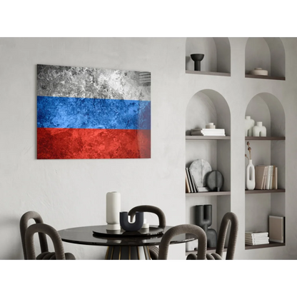Distressed Russian flag canvas wall art in blue white red stripes