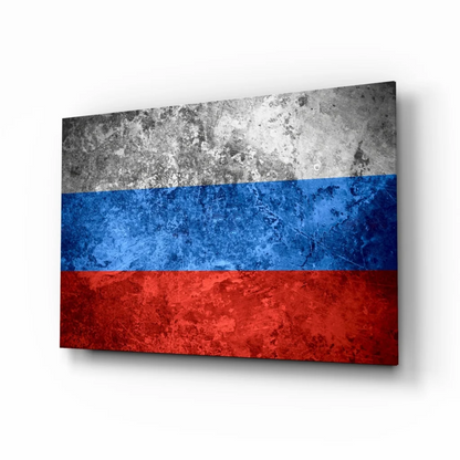 Rustic Russian flag canvas wall art with distressed finish