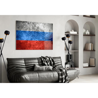 Distressed Russian flag canvas wall art print with grunge texture