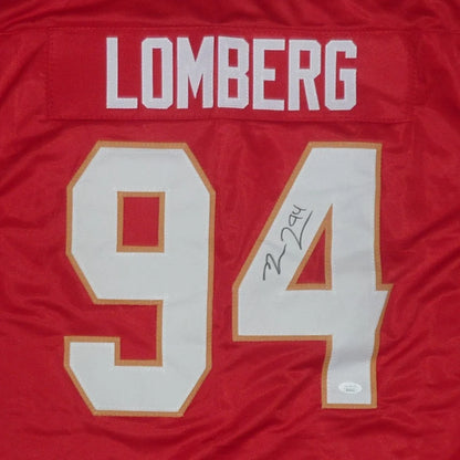 Ryan Lomberg autographed red hockey jersey #94 with white lettering