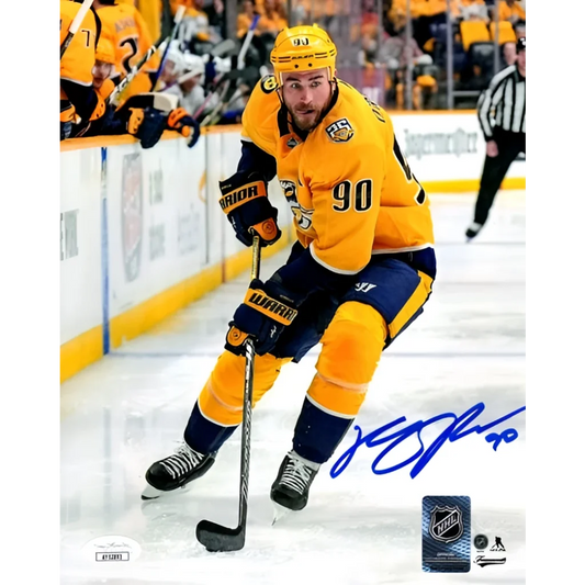 Ryan O’Reilly autographed Nashville Predators action 8x10 photo in yellow and blue jersey with 90