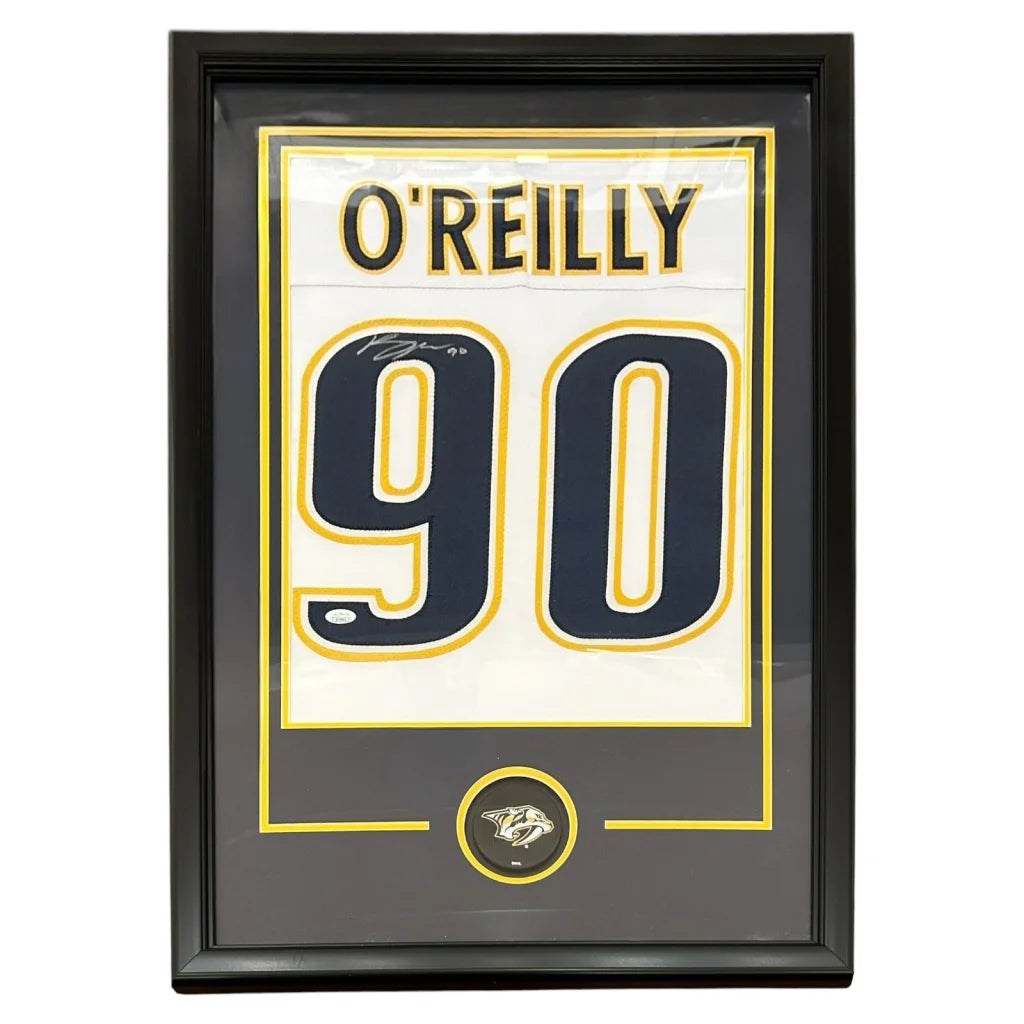 Ryan O’Reilly autographed Nashville Predators white #90 jersey display frame