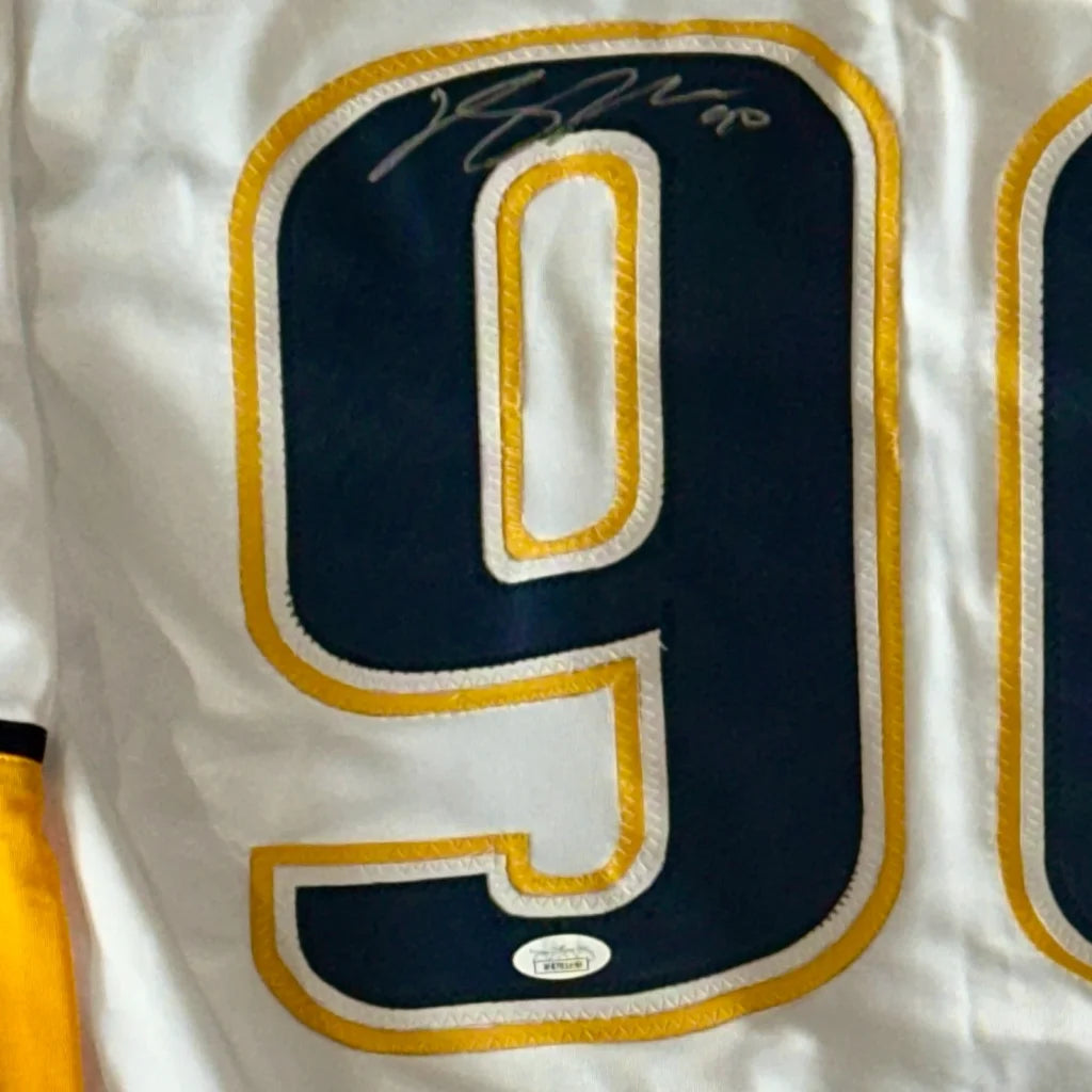 Ryan O’Reilly signed Nashville custom hockey jersey white gold