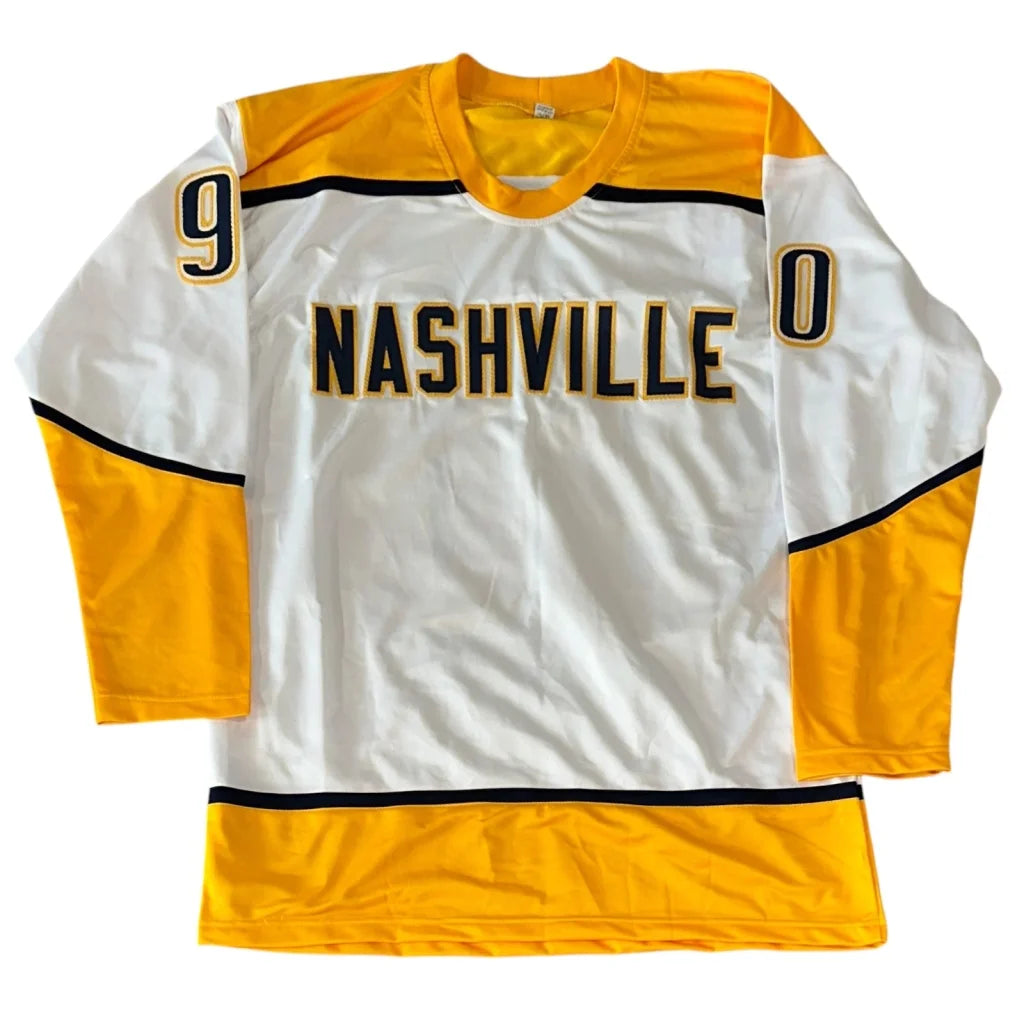 Ryan O’Reilly signed Nashville custom hockey jersey in white and gold