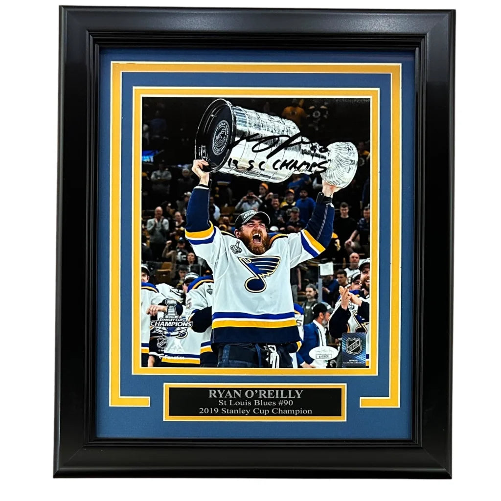 Ryan O’Reilly autographed St. Louis Blues deluxe framed 8x10 photo with Stanley Cup