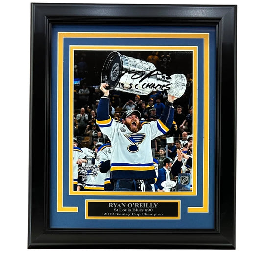 Ryan O’Reilly autographed St. Louis Blues deluxe framed 8x10 photo with Stanley Cup