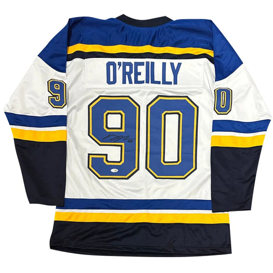 Ryan O’Reilly autographed St Louis custom hockey jersey with blue and white design