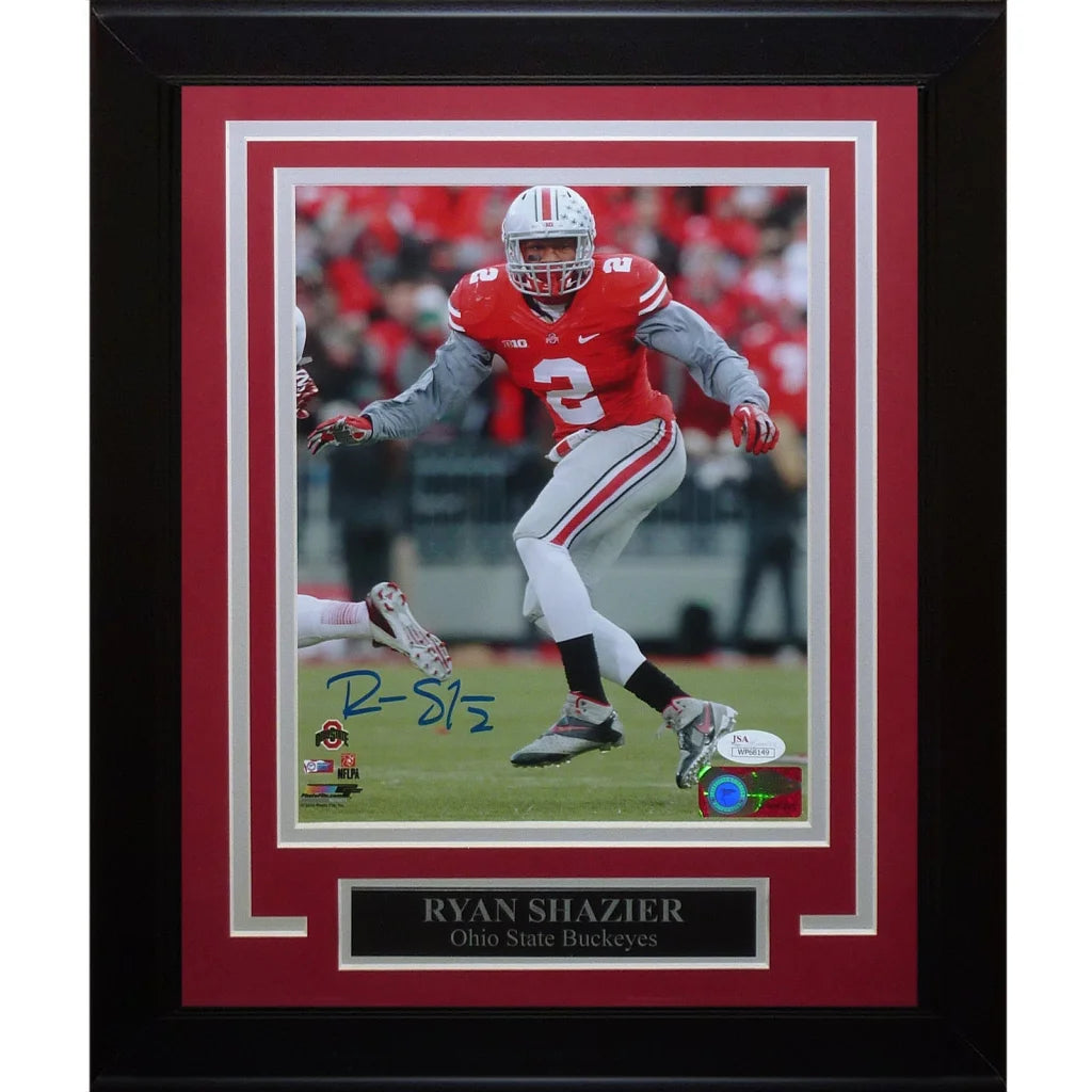 Ryan Shazier autographed Ohio State framed photo with cleat