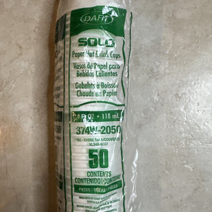 Solo 374W-2050 Paper Drinking Cups 4 oz Poly Coated 50 Count