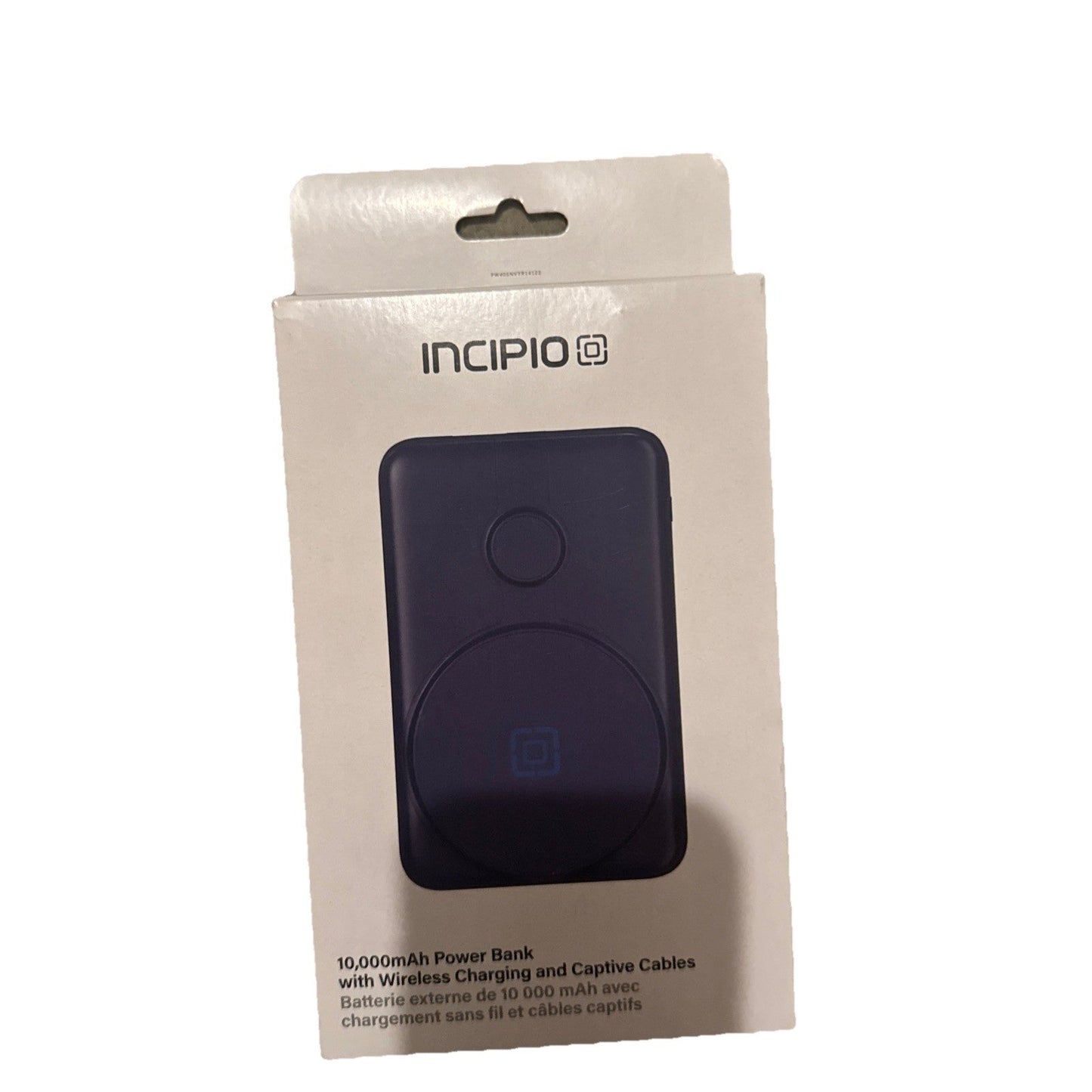 Incipio 10000mAh Power Bank Wireless Charging Integrated Cables USB-C Blue