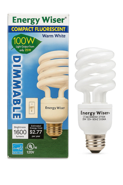 Energy Wiser 23W Dimmable Spiral CFL Bulb 100W Eq 1600 Lumens Warm White