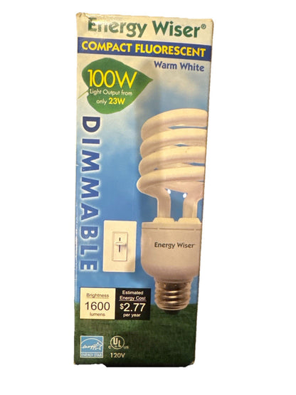 Energy Wiser 23W Dimmable CFL Bulb 100W Eq 1600lm Warm White Spiral E26
