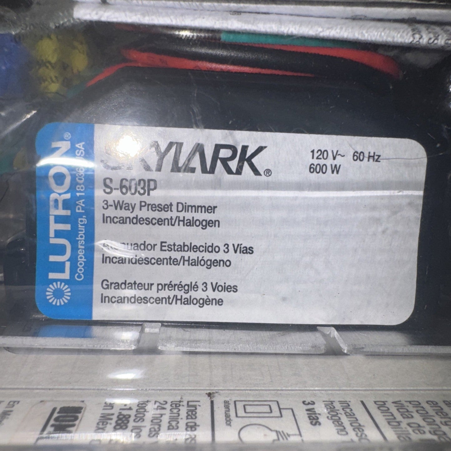 Lutron Skylark S-603PH-WH White 3-Way Incandescent Dimmer Switch