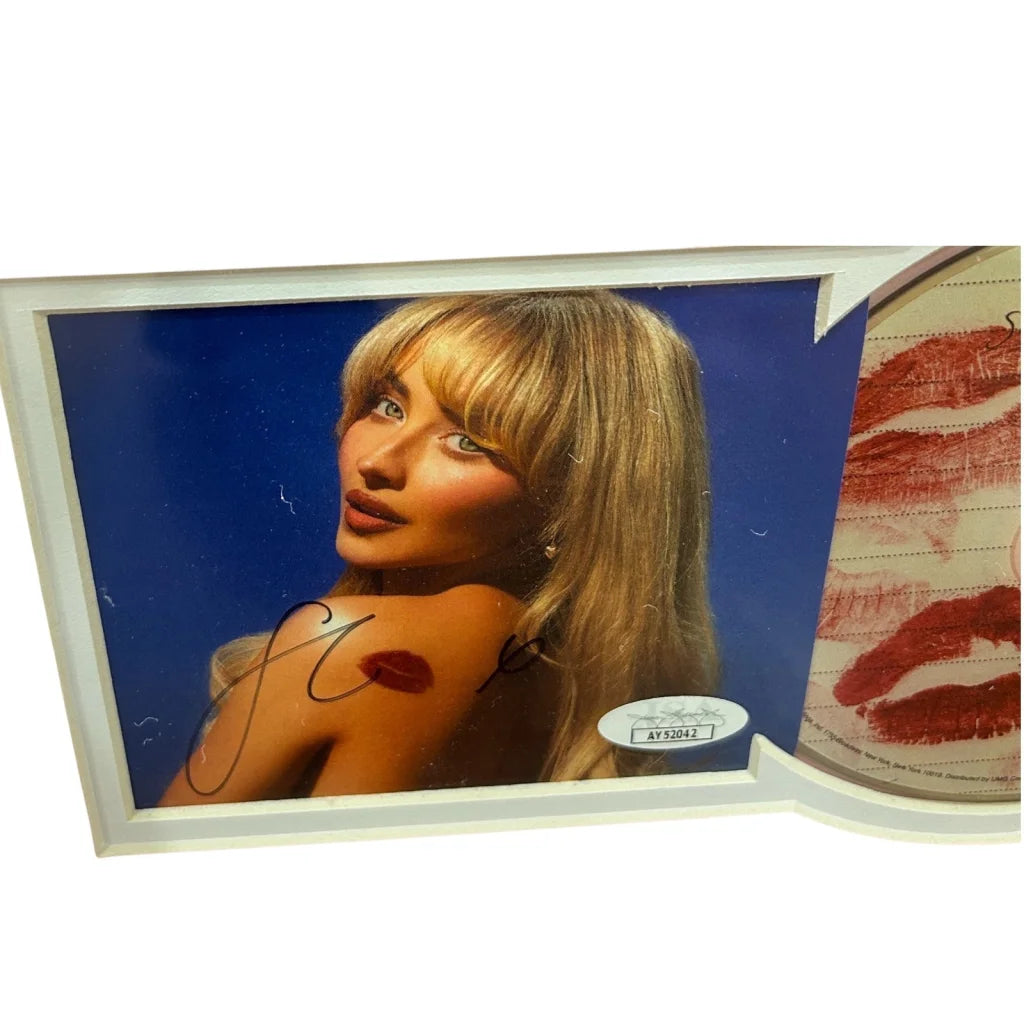 Sabrina Carpenter autographed Short n Sweet deluxe framed photo with lipstick marks
