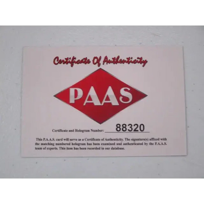 White certificate card with red diamond logo for Sacramento Kings signed autographed 8x10 photo