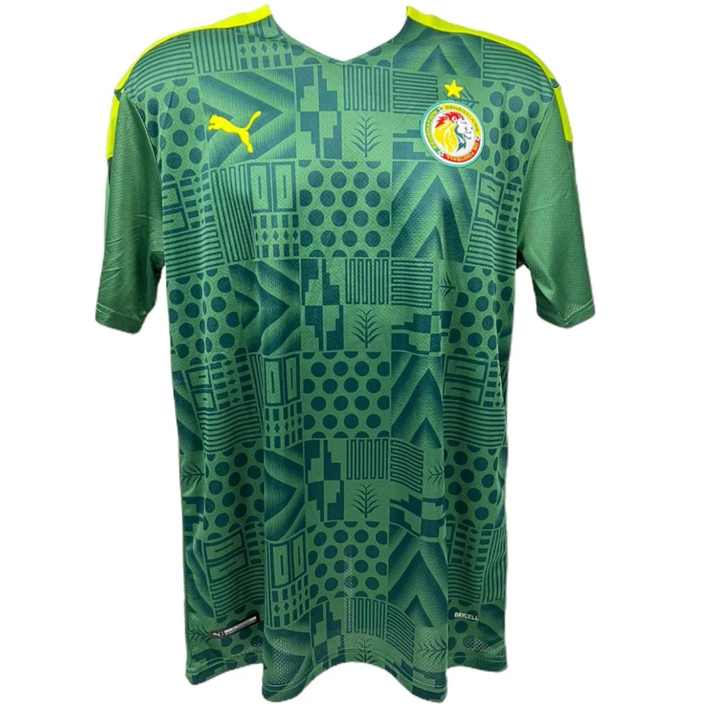 Sadio Mane autographed Senegal green #10 soccer jersey with geometric pattern