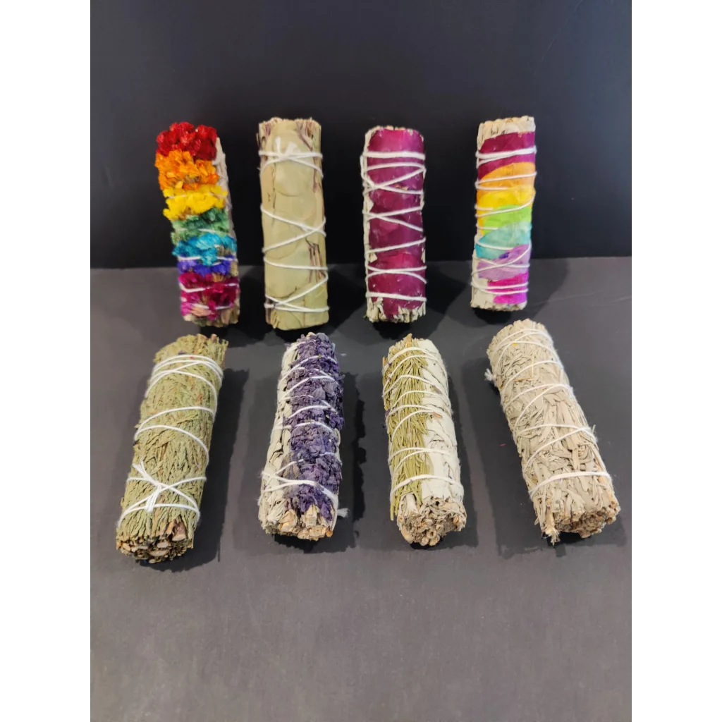 Sage bundle smudge stick 4’’ with 7 colorful hand-wrapped bundles