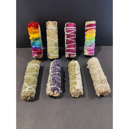 Sage bundle smudge stick 4’’ with 7 colorful hand-wrapped bundles