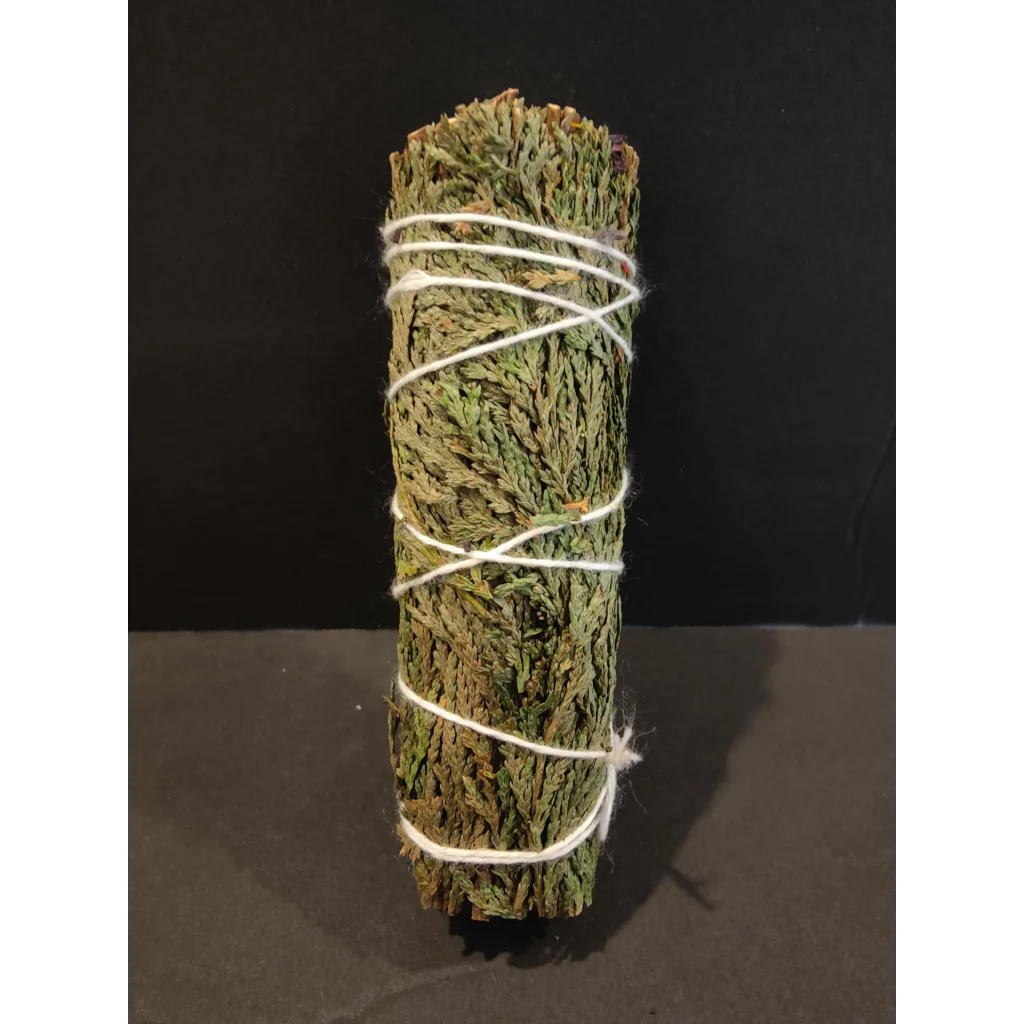 4-inch sage bundle smudge stick of tightly bound dried green sage leaves with white twine