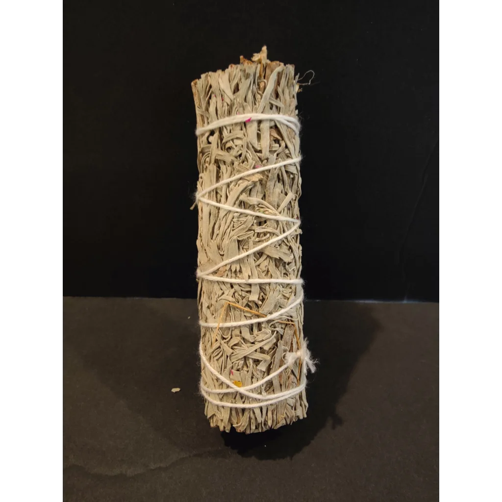 4-inch sage bundle smudge stick tightly bound with white twine