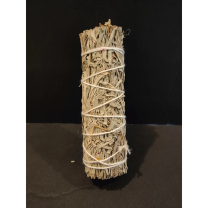 4-inch sage bundle smudge stick tightly bound with white twine