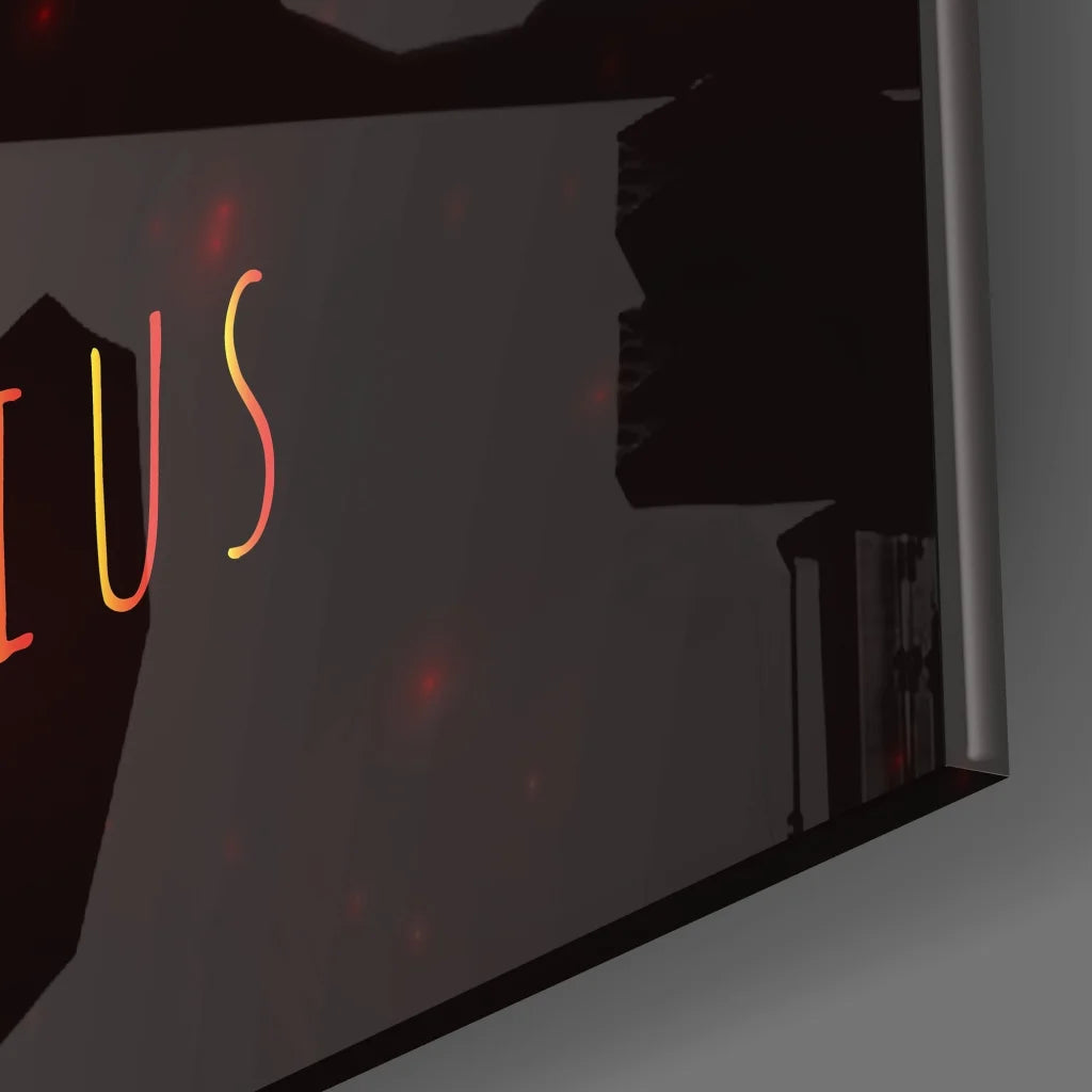 Sagittarius zodiac neon glow on tempered glass art